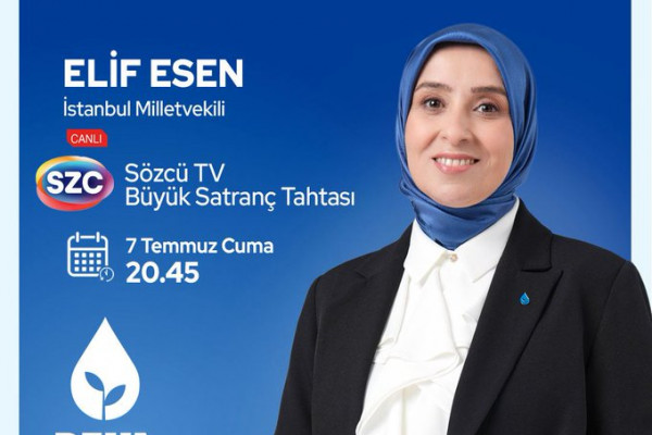 Elif Esen Sözcü TV'de Simge Fıstıkoğlu ile "Büyük Satranç Tahtası" programında gündemi değerlendirecek.    